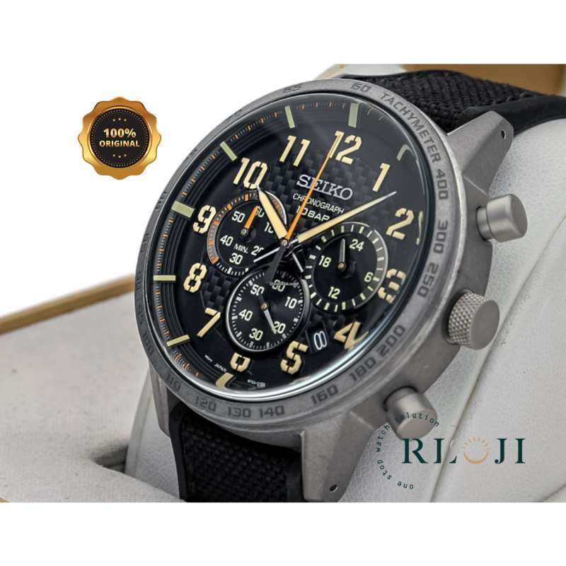 Jual SEIKO Chronograph SSB367 SSB367P1 Men Black Dial Black