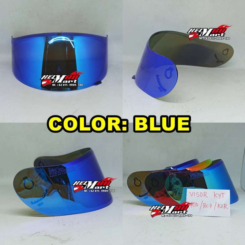 Flat visor kyt r10 iridium blue on sale