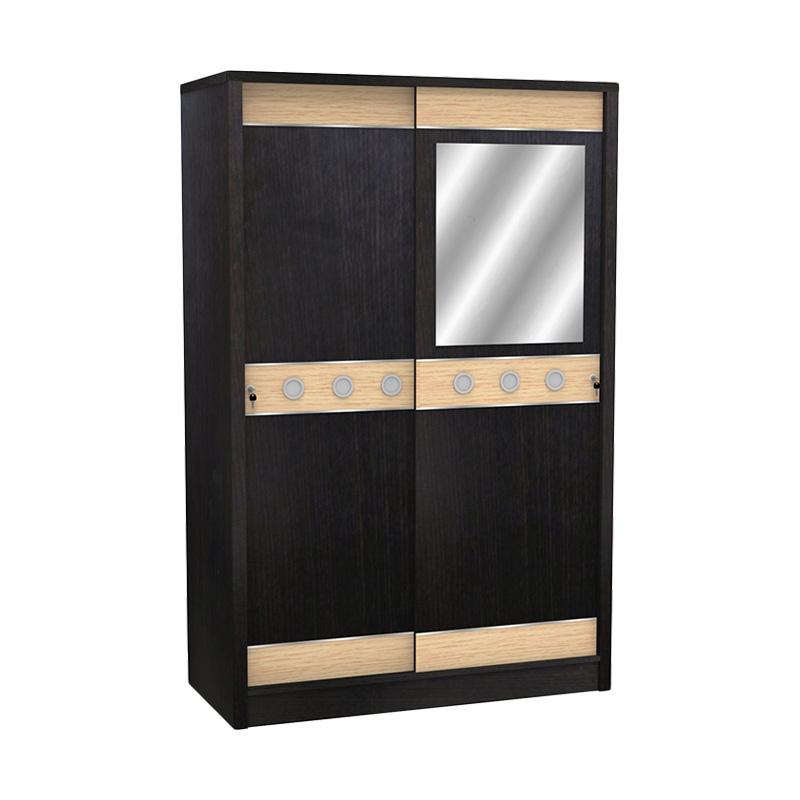 super furniture lpsdc 9525 sliding door lemari pakaian walnut hitam