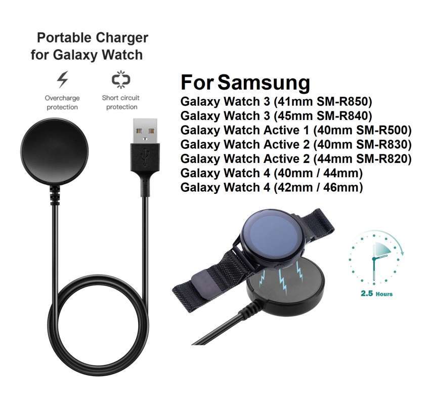 Promo Charger Wireless Samsung Galaxy Watch Active Series 1 2 3 R500 R830  R820 R840 R850 41 45mm Kabel Adapter USB Charging Untuk Smart WatchTRIPLEDI  di Seller Glucks Store - Kab. Tangerang, Banten | Blibli