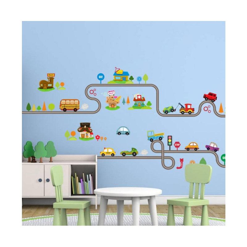 Jual Bluelans Cartoon Car Road Pattern Removable Wall Stickers Diy