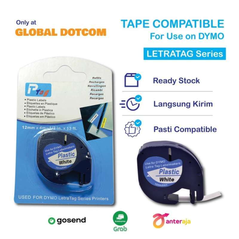 Gratis Ongkir Dymo Letratag Label Tape White Plastic 12Mm