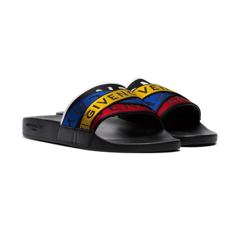 Givenchy multicolor logo strap slides sale