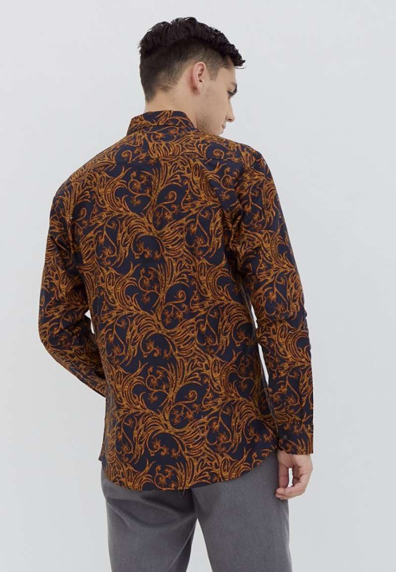 Promo Gratis Ongkir Kemeja Batik Lengan Panjang Pria Slim Fit ...