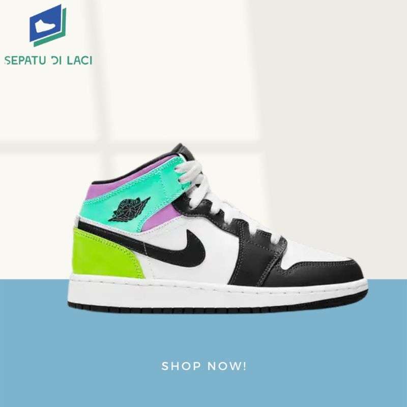 Jual Jordan 1 Mid Pastel Black Toe (GS 