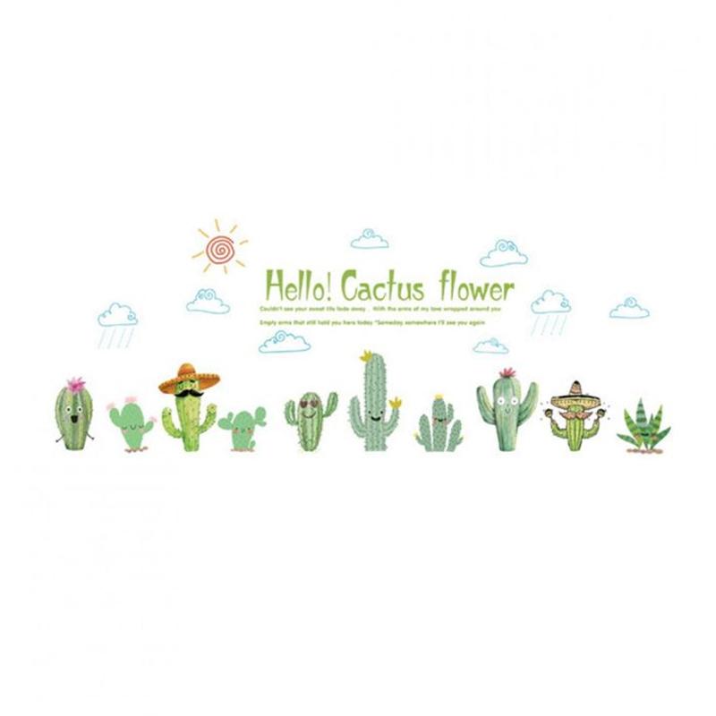 Jual Bluelans Lovely Cactus Diy Wall Art Sticker Home Decor Online