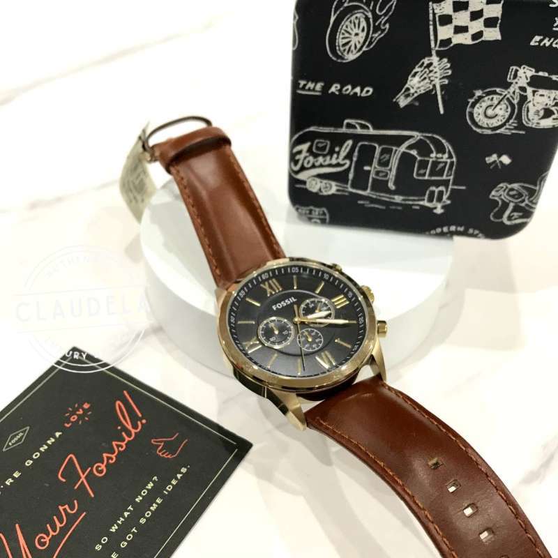Jual FOSSIL Flynn Chronograph Brown Leather Men s Watch BQ2261