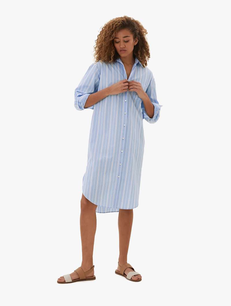 Pure Cotton Striped Relaxed Shirt Dress 