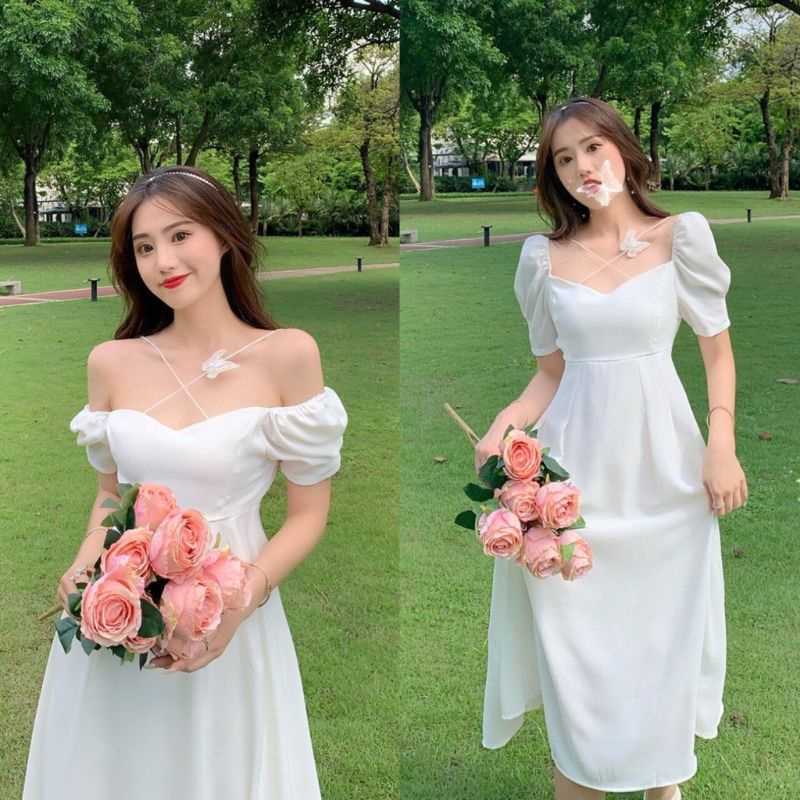White outlet korean dress