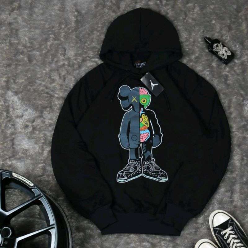 Jual Sweater Hoodie Uniqlo Jordan X Kaws Premium Hitam L di