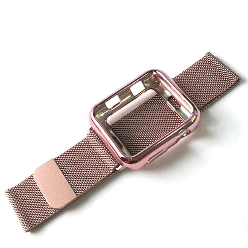 Strap Apple Watch 41mm Milanese Loop Stainless Steel Case Silicone iWatch  Series 2021 Tali Pengganti Sarung Pelindung Casing Cover Smartwatch IOS