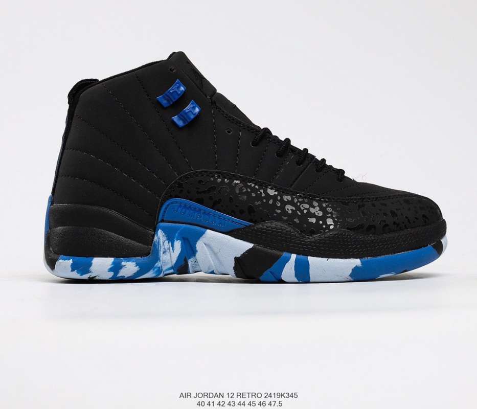 new jordan 12 black and blue