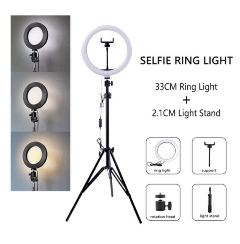 Ring Light Tripod With Phone Holder Lampu Ring Light Set Jumbo