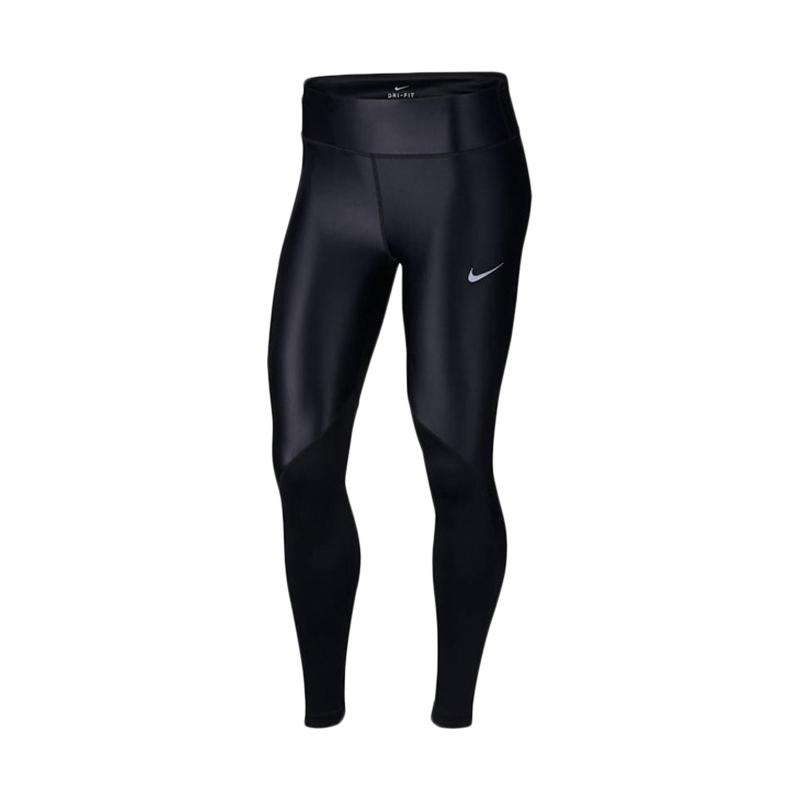 nike running fast cropped leggings in black and orange