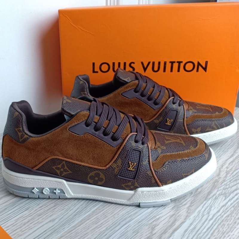 Jual Sepatu Sneaker LV Leather branded impor Original Shoes