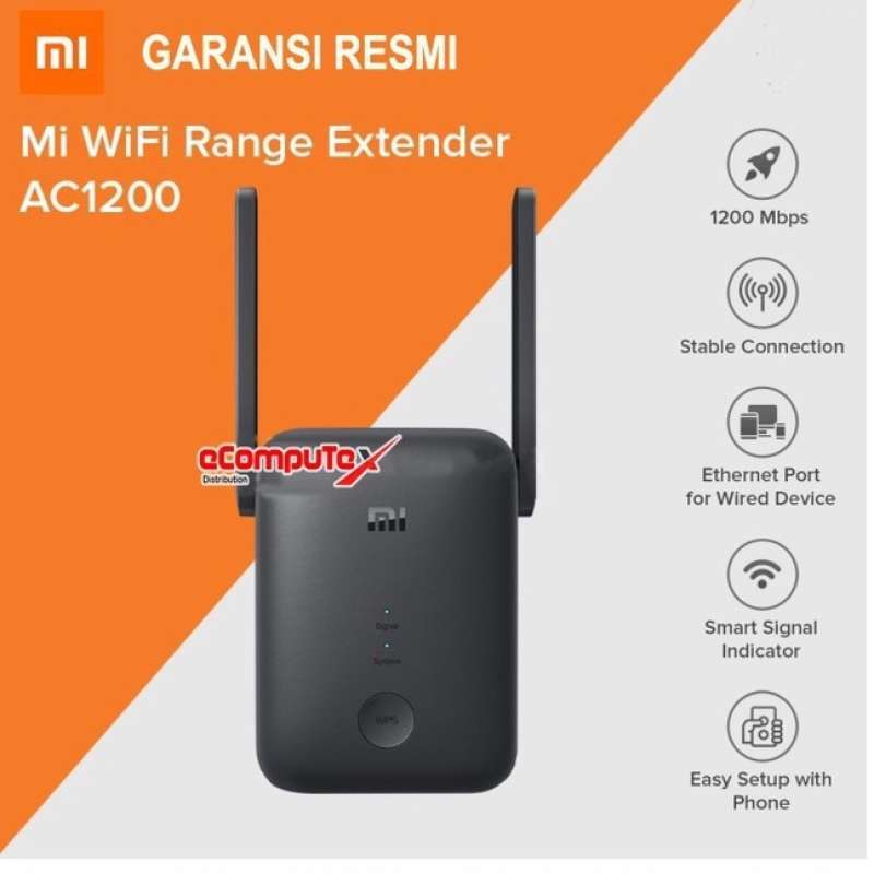 XIAOMI MI WIFI RANGE EXTENDER AC1200 SIGNAL AMPLIFIER (RESMI) PENGUAT  SINYAL WIRELESS ETHERNET XIAOMI WIFI RANGE EXTENDER AC 1200