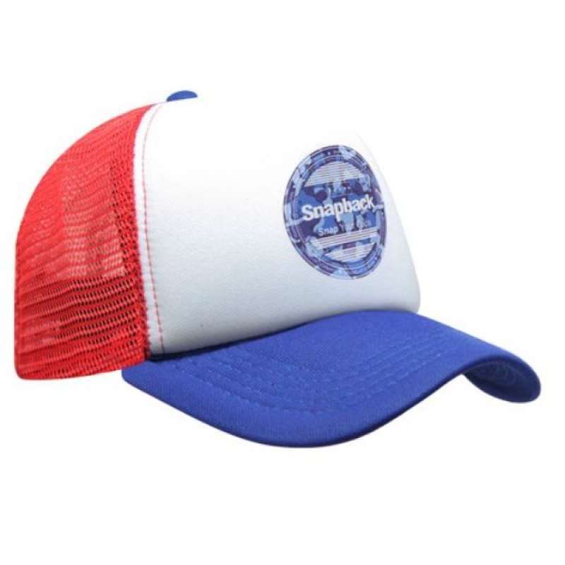 Promo Snapback Topi Trucker Dewasa Red Blue Logo Snapback Bulat
