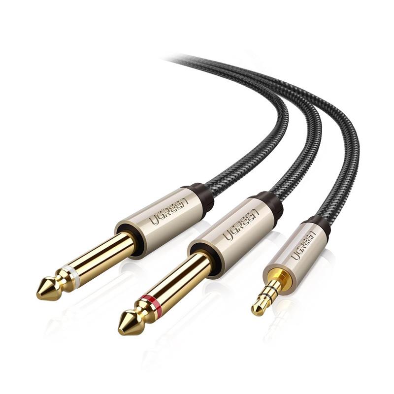 4x 1//8/" 3.5mm Stereo Plug Adapter to 2-way 6.35mm Mono Jack Headphone Y Splitter