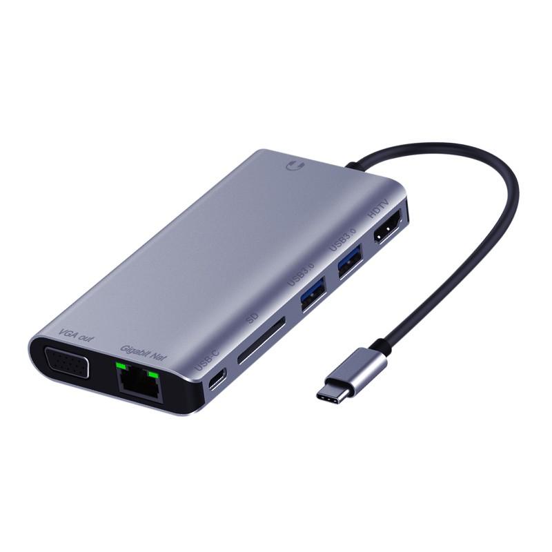 USB-C to 3 Ports USB 3.0 Hub+Gigabit Ethernet Port Adapter,Black 2-in-1 USB3.0