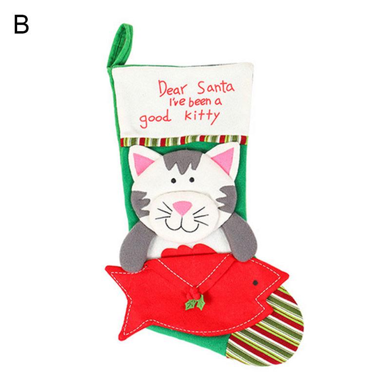 Jual Bluelans Cartoon Cat Christmas Stocking Candy Gift Bag Xmas