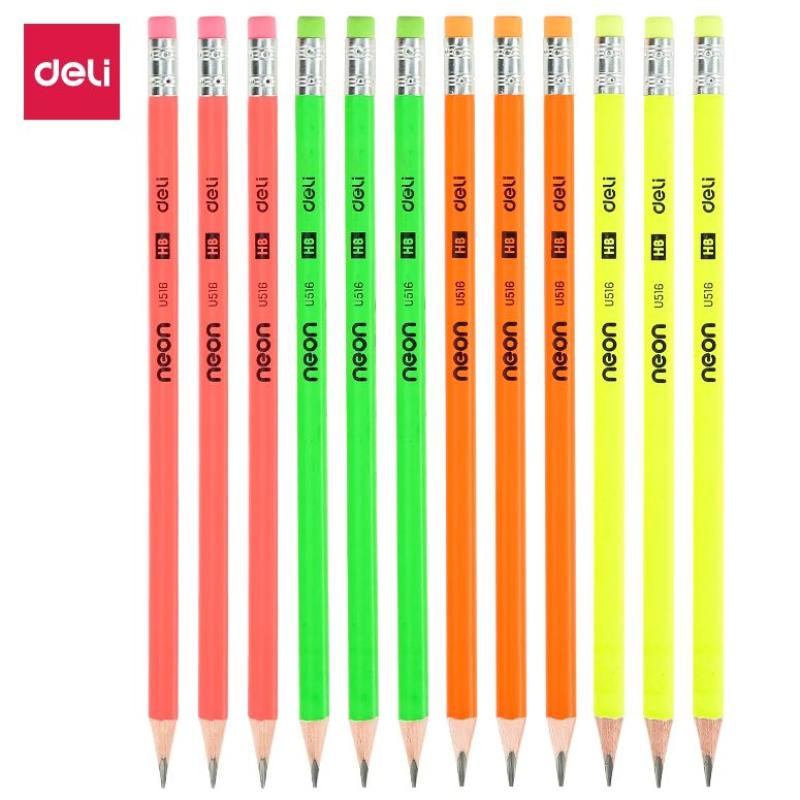 Jual Deli Pensil Grafit Kayu Hb Eu51600 Warna Neon Pink