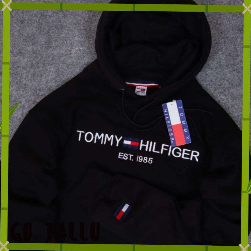 Jual Jaket Sweater Hoodie Tommy Hilfiger Logo Bordir Hitam ...