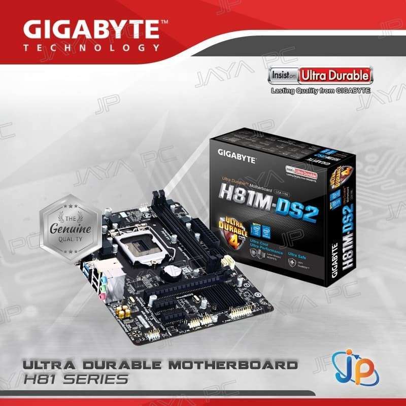 Jual Motherboard Gigabyte Ga H81m-ds2 (lga1150, H81, Ddr3,