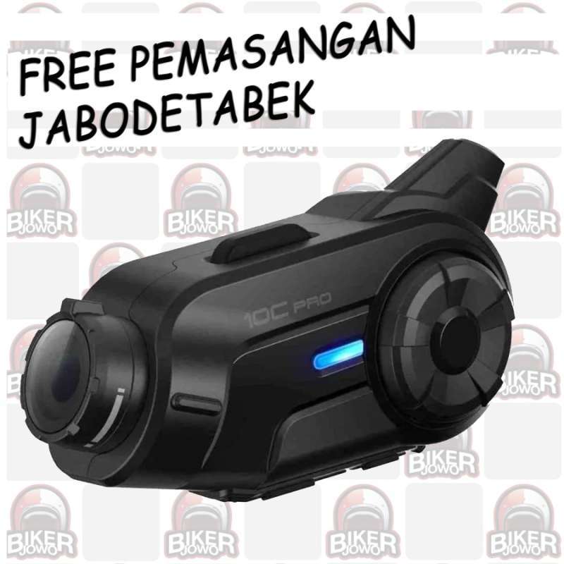 Interkom Motor Sena 10C Pro Bluetooth dengan Kamera Terintegrasi, Noise Cancellation, dan Rentang Jarak 1.6 Km. Cocok untuk Pengendara Motor