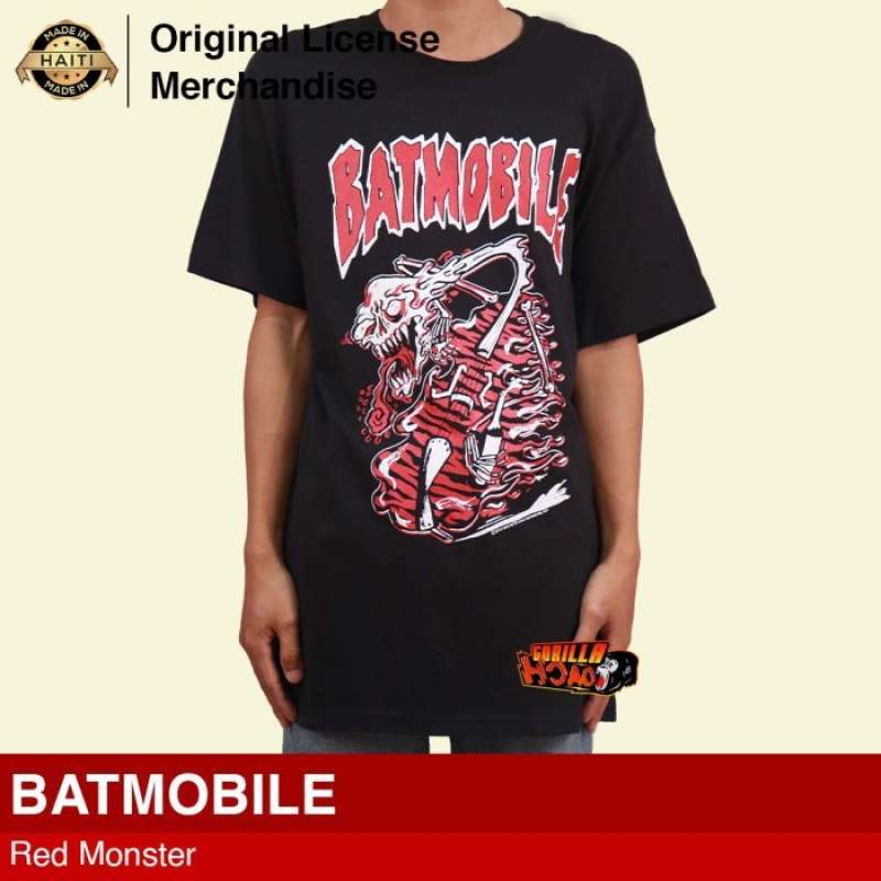 Kaos Baju Band Musik Pendek Katun Unisex Pria BATMOBILE Red Monster