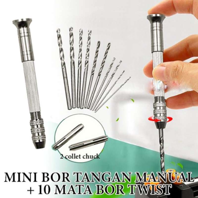 Promo Mini Pen Hand Drill Bor Tangan Manual 10pc mata bor