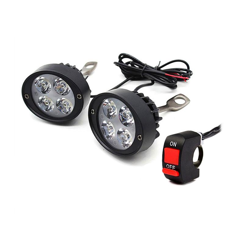 2pcs led motorcycle headlight motorbike mirror mount driving spotlight fog lamp