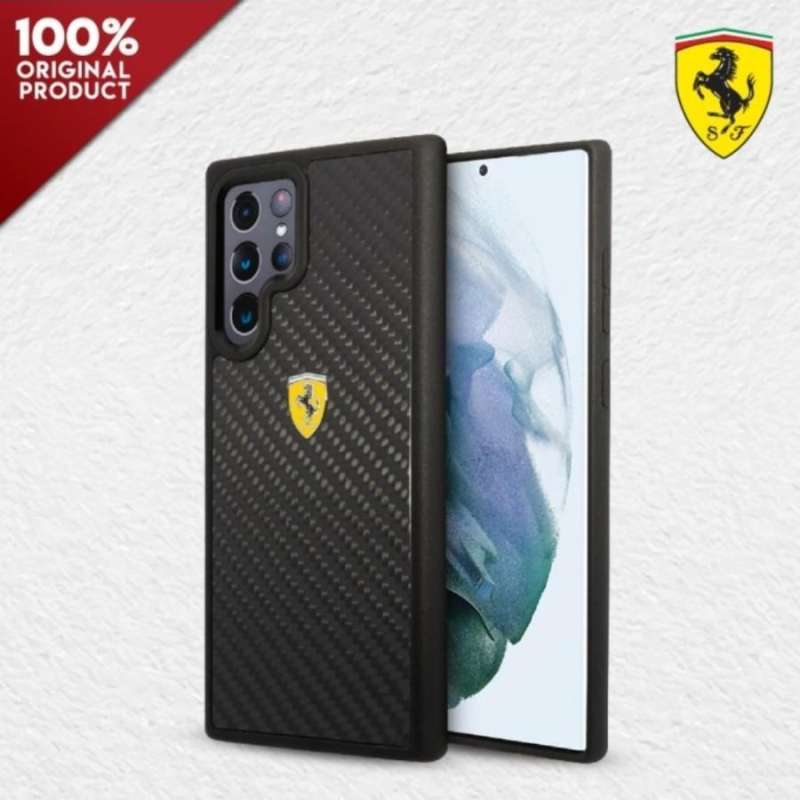 Jual Case Samsung S22 Ultra Plus Ferrari Carbon Metal Logo Di