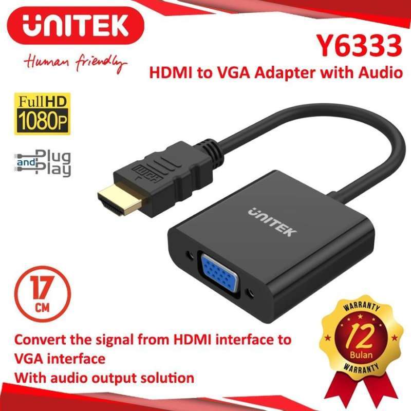 CONVERTER HDMI TO VGA with AUDIO UNITEK Y6333 Y-6333