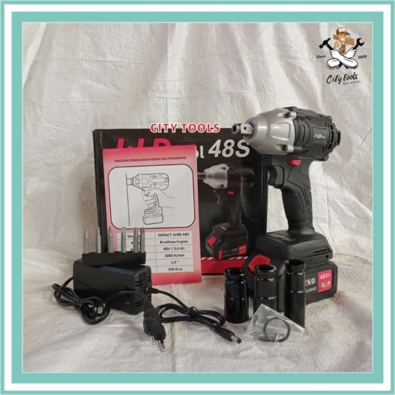 Cordless Impact Wrench 48V Brushless JLD 48S Bor Obeng Kunci 48 Volt