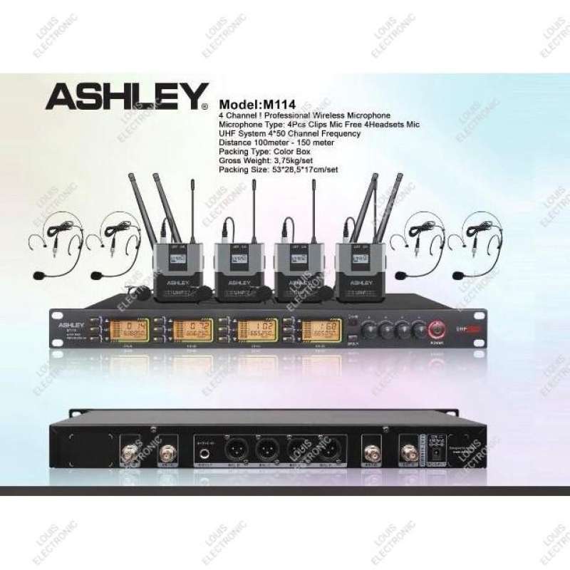 Jual Mic Microphone Wireless Ashley M114 Clip On Headset