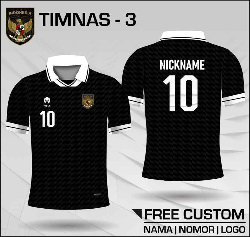 Jersey bola timnas Indonesia u 19 20 23 baju piala Asia dunia 2023 HITAM S