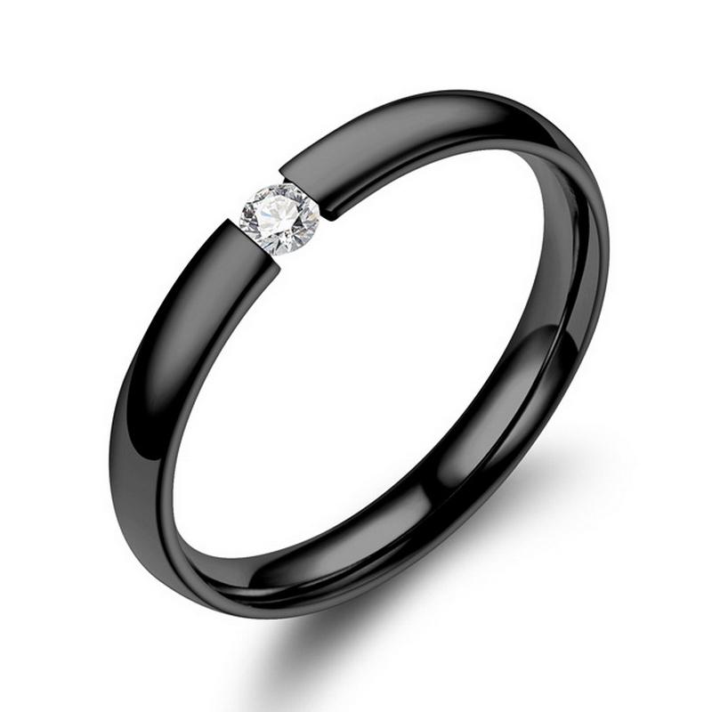 Jual H Ikea Titanium Stainless Steel Engagement Ring Cubic Zirconia Couple Ring Black Size 8 Online September 2020 Blibli Com