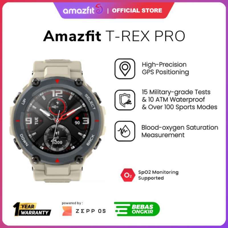 Amazfit T-Rex Pro Smartwatch GPS 10 ATM jam tangan 100+ Sports Modes