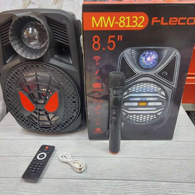 Fleco MW-8133 Bluetooth Karaoke Speaker with Wireless Mic and Remote, Digital Display, 8.5 Inch, Stylish Design for Music Lovers and Events