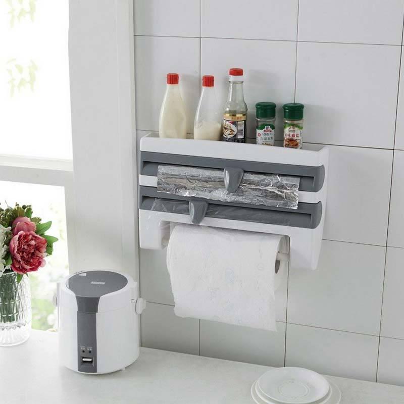 Jual Iit Kitchen Organizer Cling Film Sauce Bottle Storage Rack
