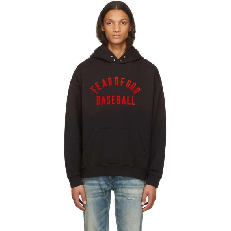 Promo Fear Of God Baseball Hoodie Vintage Black Diskon 54 di