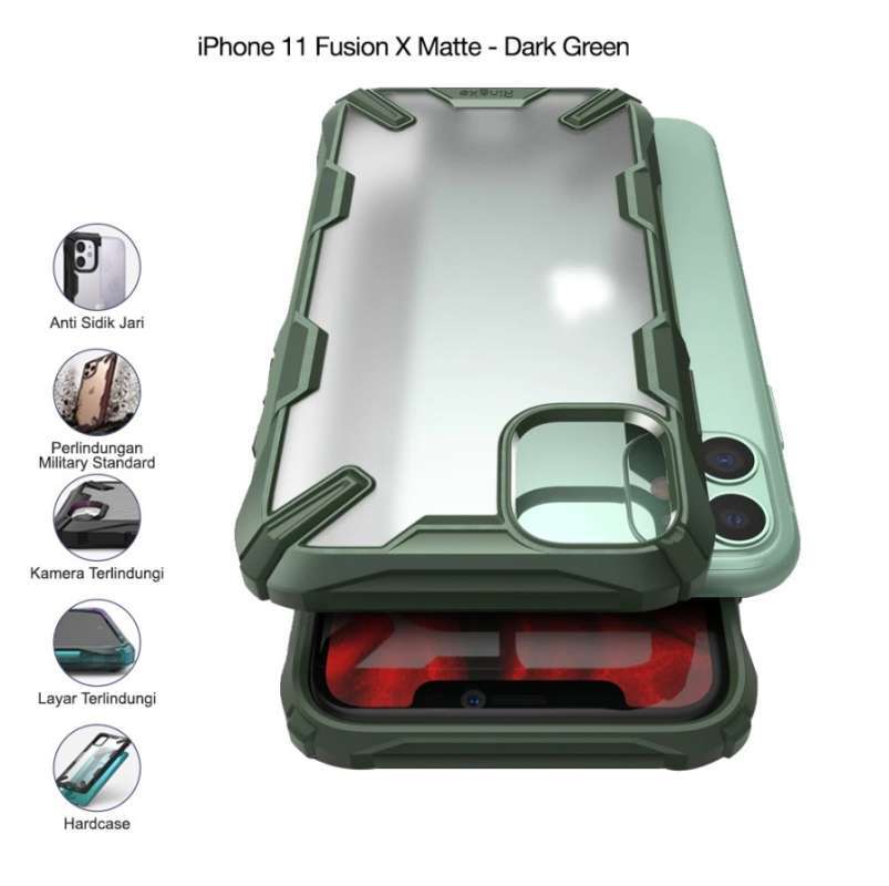 Promo Ringke iPhone 11 Fusion X Matte Dark Green Softcase