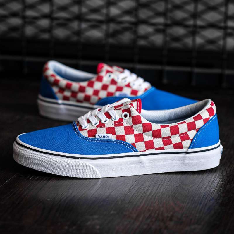 Vans era 2-tone checkered outlet blue e white skate shoes