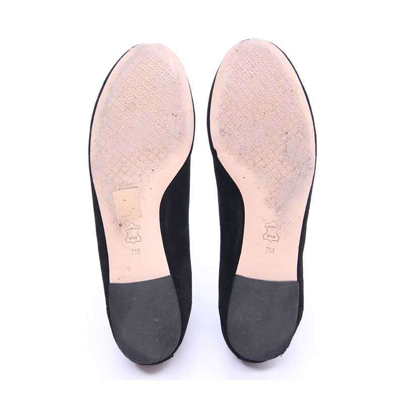 black suede flats round toe
