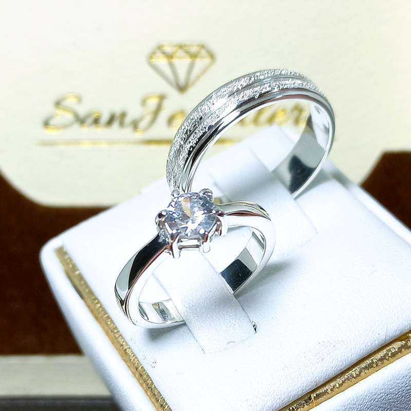 Cincin nikah kawin tunangan couple emas kuning