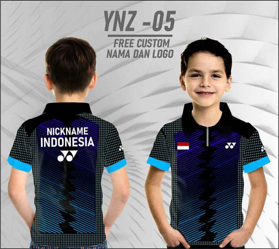 Jersey badminton anak baju kaos bulutangkis kerah