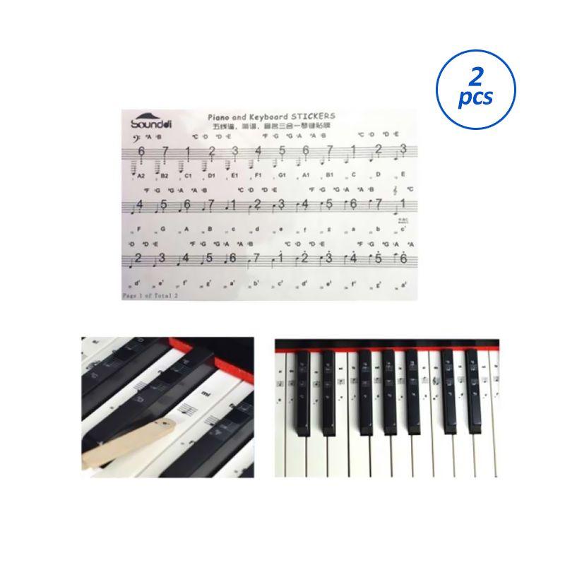 OEM 2 x Clear Electronic Keyboard Piano Key Sticker for 37/54/61/88 Keys -  Black