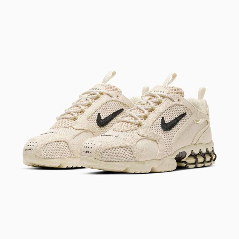 beige stussy edition air zoom spiridon sneakers