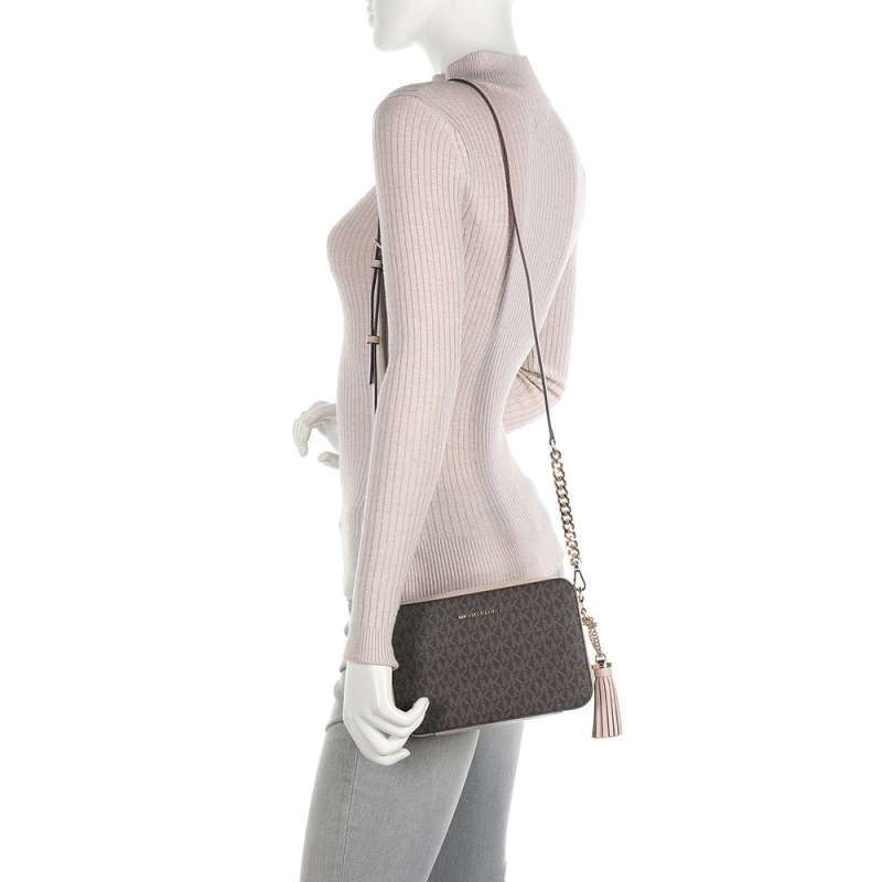 Jual Michael Kors Ginny Medium Logo Crossbody Bag Brown Pink di