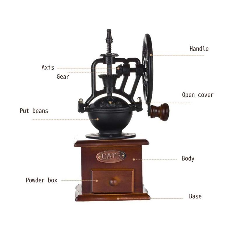 Jual Lans Retro Steel Wooden Coffee Bean Mill Wheel Design Hand Coffee Grinding Machine Online Oktober 2020 Blibli Com